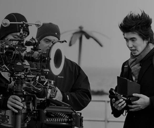 Black and white picture of filmakers